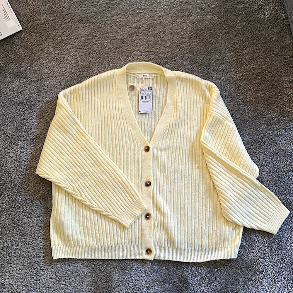 MANGO Xxl Pale Yellow Cardigan NWT